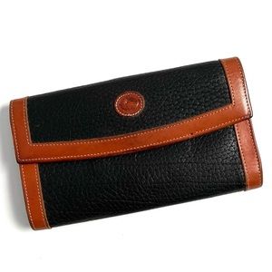 Vintage Dooney & Bourke Wallet Checkbook Black Tan Leather
